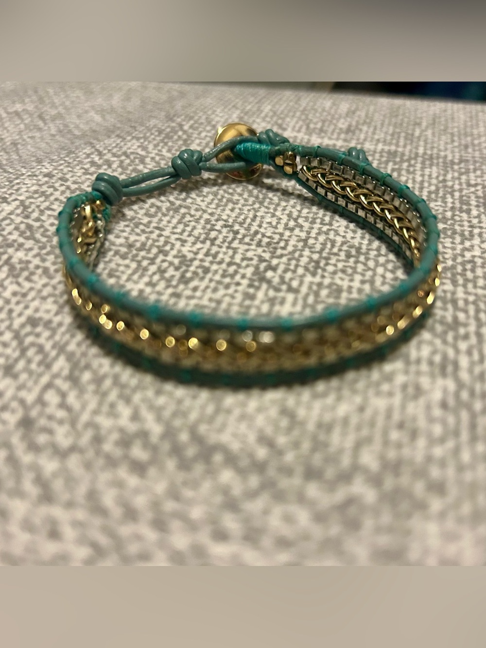 Stella & Dot Teal and Gold Woven Wrap Bracelet